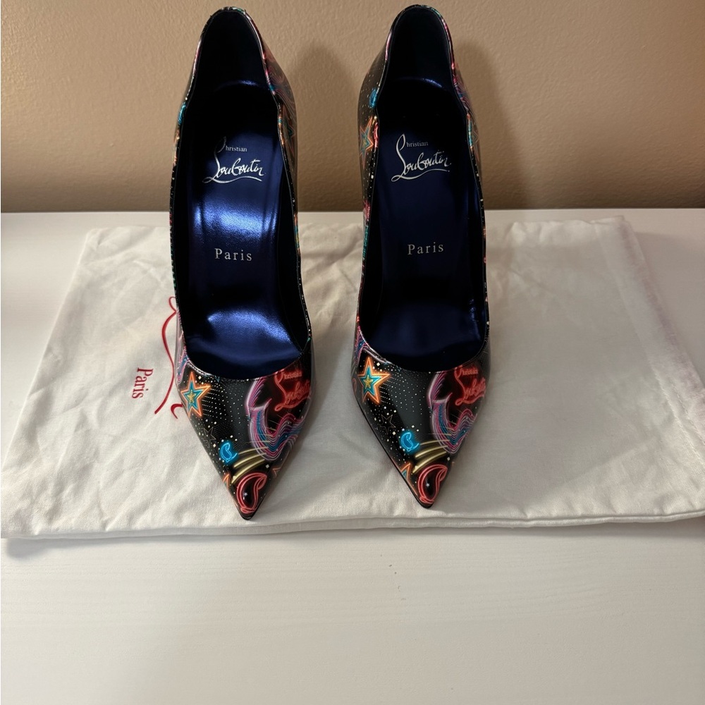 Christian Louboutin Black and Multicolor Heels